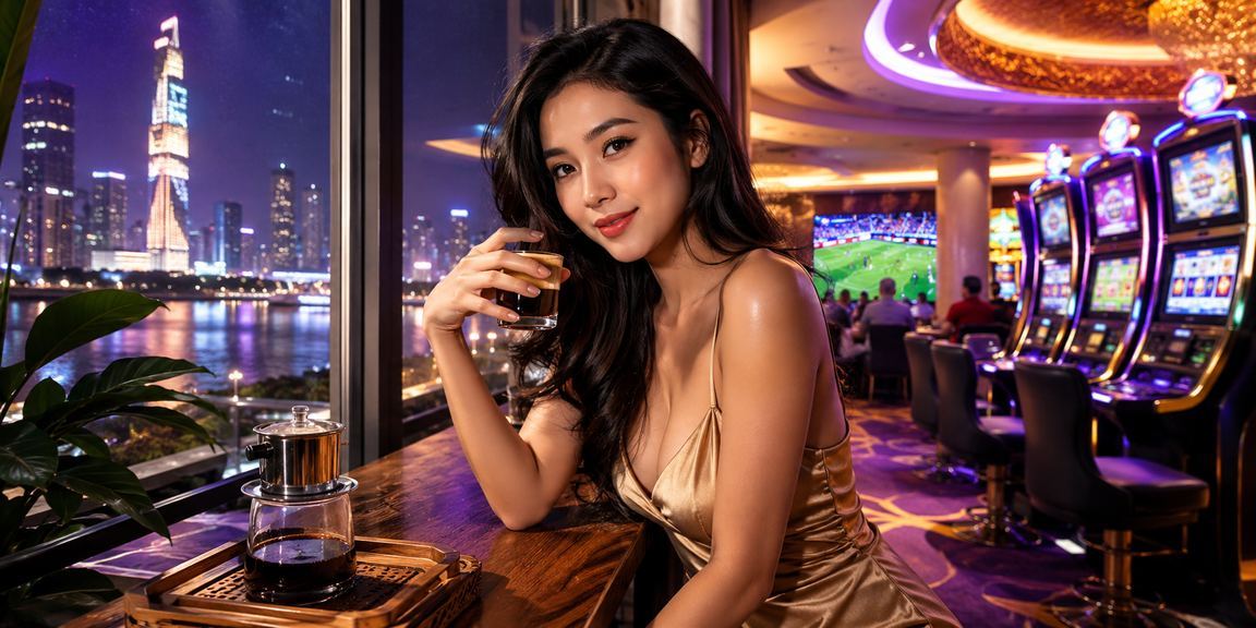 Người dùng TP.HCM chơi slot trên điện thoại tại quán cà phê Việt Nam