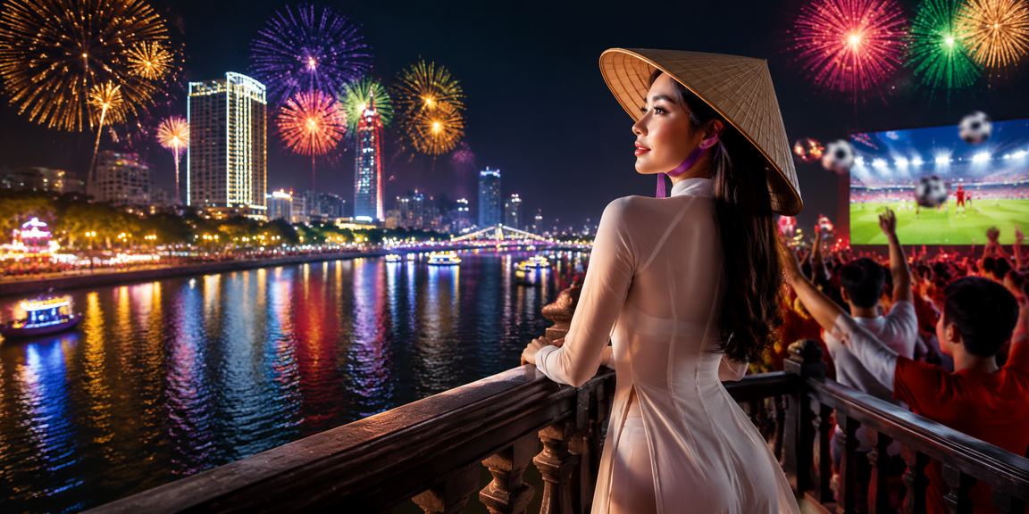 Người dùng tại Huế thực hiện giao dịch nạp tiền trực tuyến qua ứng dụng di động với chiếc nón lá truyền thống