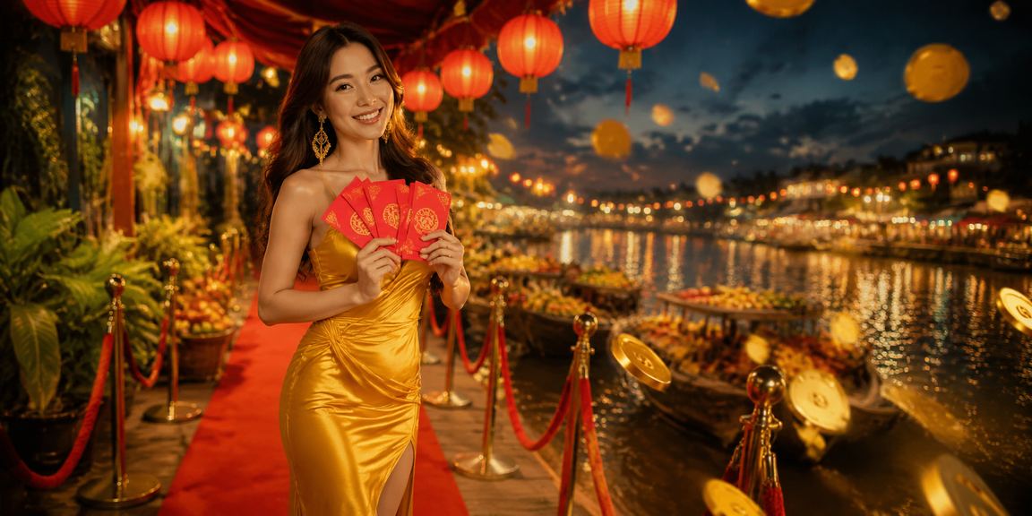 Cảnh chợ đêm Mekong với không khí giải trí cân bằng